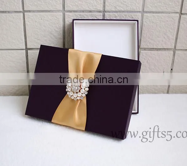 2016 Latest Luxury Wedding Gift Box Wedding Invitation Box With Ribbon Custom Made photo-3