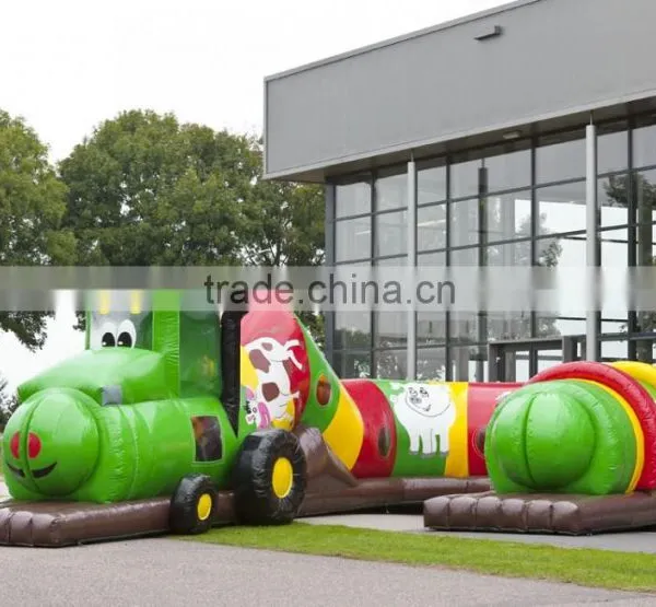 inflatable tunnel train /green inflatable train/trackless train