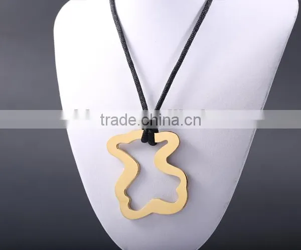 2016 New Design Black Cord Stainless Steel Gold Necklace photo-4