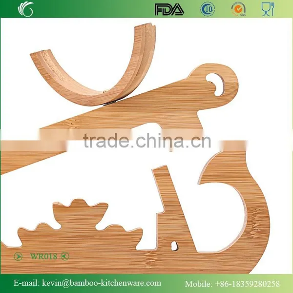 WR018/China Manufacturer Bamboo Wine Rack Wooden Beverage Display Rack Wholesale Decorative Stainless Steel Rack photo-3