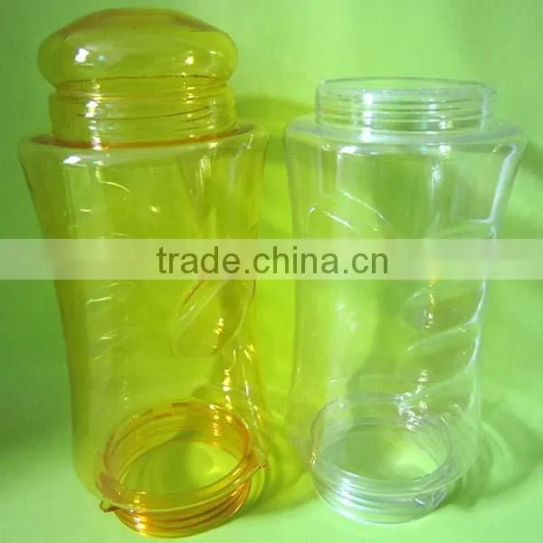 PCTG Trian Beverage Double Neck Plastic Juice Bottle With Twin Neck BPA Free Material