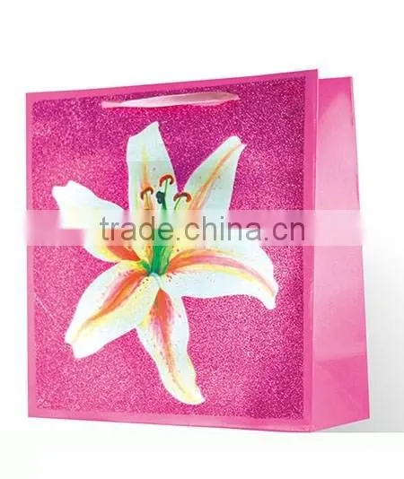 2015 New Dsign Printing White Paper Gift Bags With Ribbon Handles photo-3
