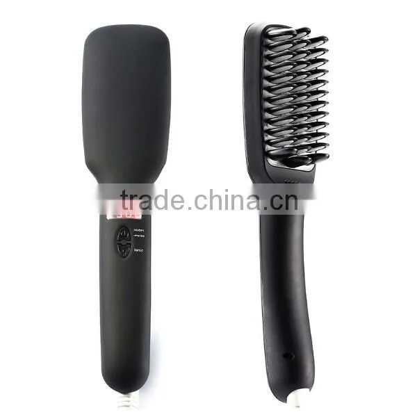 Professtional 2 In1 Electric Hair Style Tool Led Display Fast Hair Straightener Brush photo-2