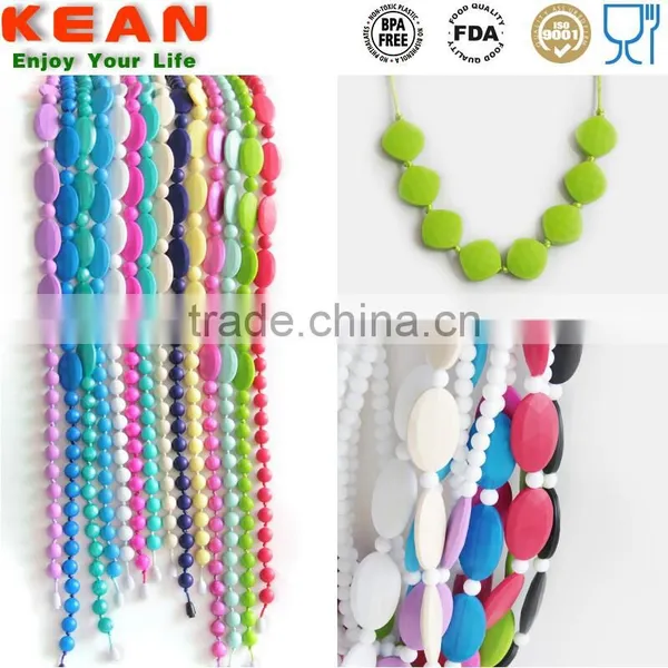Silicone Teething Jewelry Mami Use Salmon Orange for Option Silicone Bead Necklace Babies photo-5