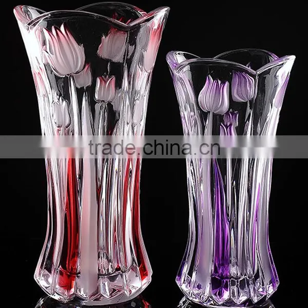 Beautiful Elegant Glass Vase With Flower Embossed, Glass Jardiniere ,glass Bottle photo-3