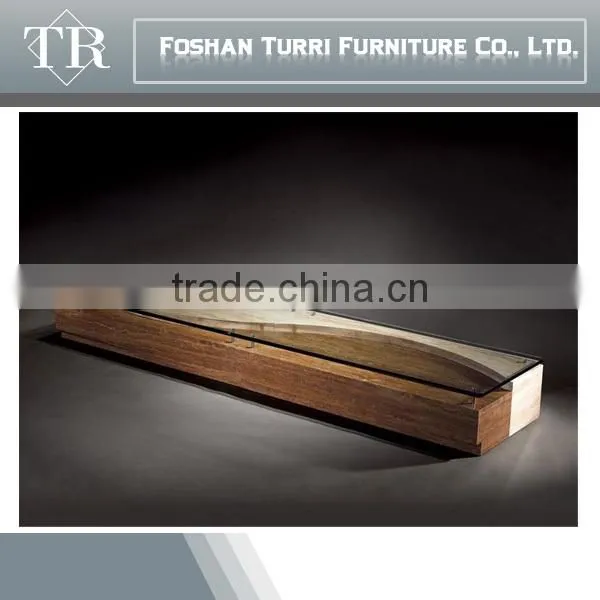Modern Beige Travertine Marble Living Room Coffee Table With Glass Top photo-6