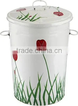75L Large Vintage Galvanized Metal Trash Can Garbage Bin Waste Bin With Handle photo-2