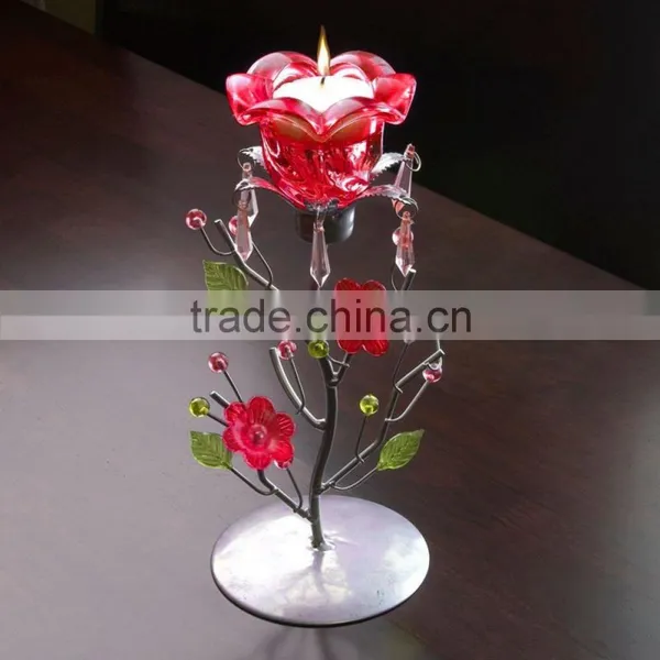 Red Rose Tea Candle Holder Stand Candleholder photo-3