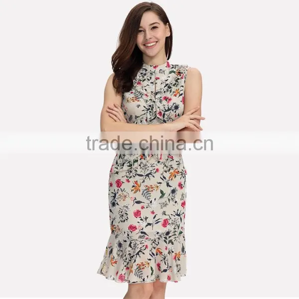 Woman One Piece Custom Floral German Printed Dress Pattern photo-3