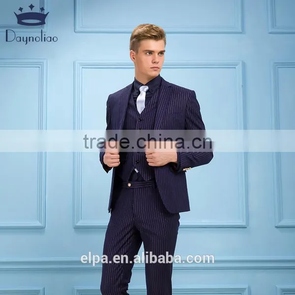Daynoliao 2016 Latest Design Navy Stripe Slim Fit Wholesale 3 Pieces Men's Suits photo-5