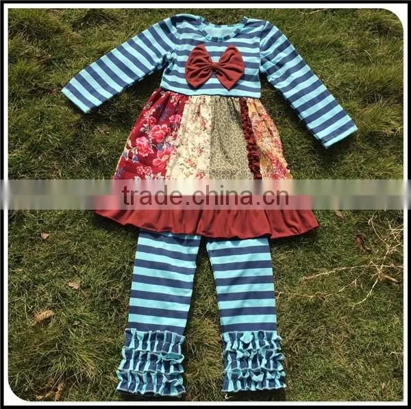 2016 Easter Giggle Moon Remake Girls Outfits Spring Summer Sets Persnickety Kids Girl Knot Clothing Set Remake Stripes Boutique photo-2