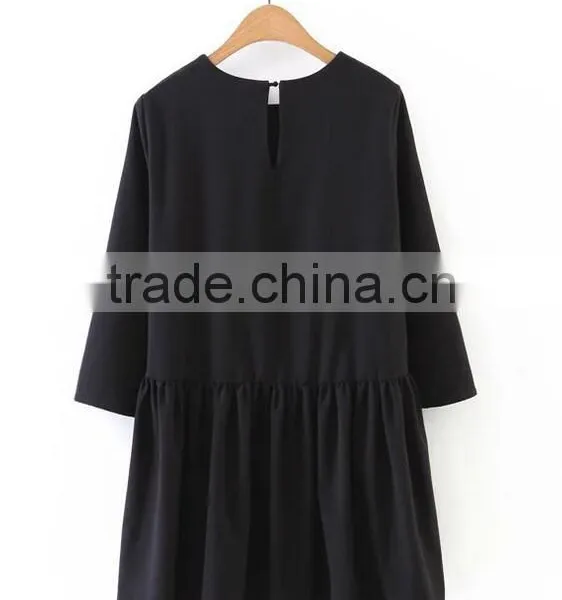Runwaylover EY2367B 2017 Ladies Nine Point Sleeve Pure Color Blouse photo-4