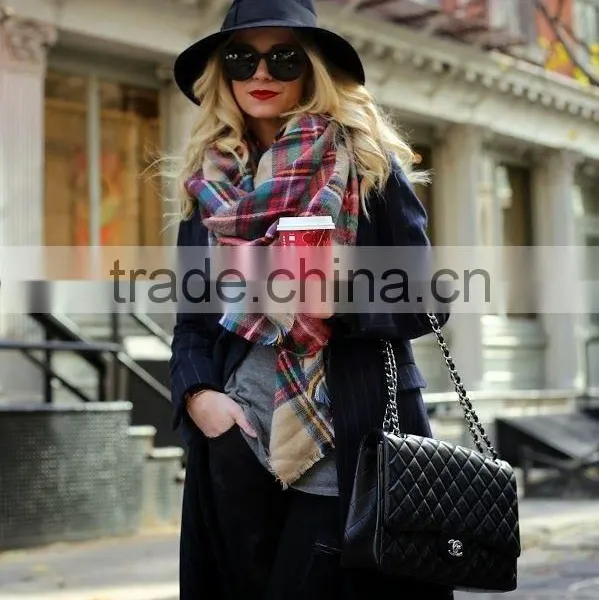 2014 Winter Hot Sale Camel Plaid Scarf photo-3