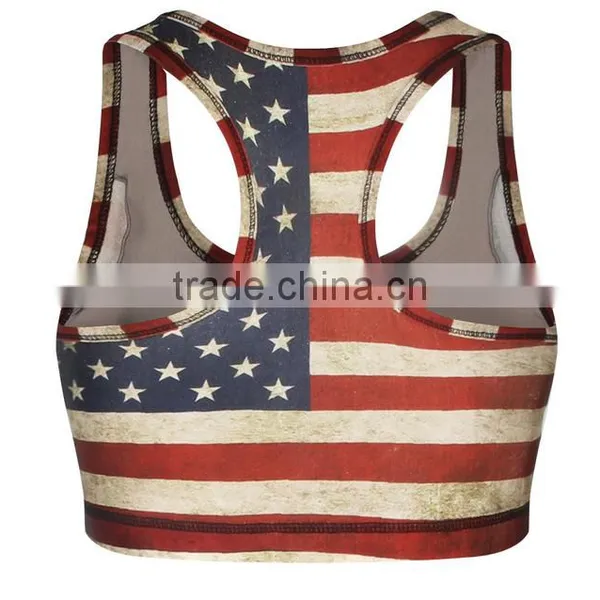 Women Running Vest Undershirt With United States Flag Printing photo-2