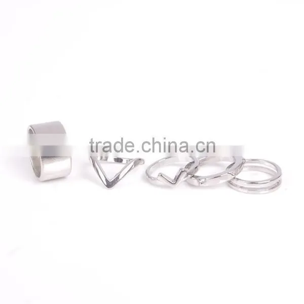 5pcs Per Set Punk Style Rivet V-shape Metal Midi Finger Knuckle Rings photo-3