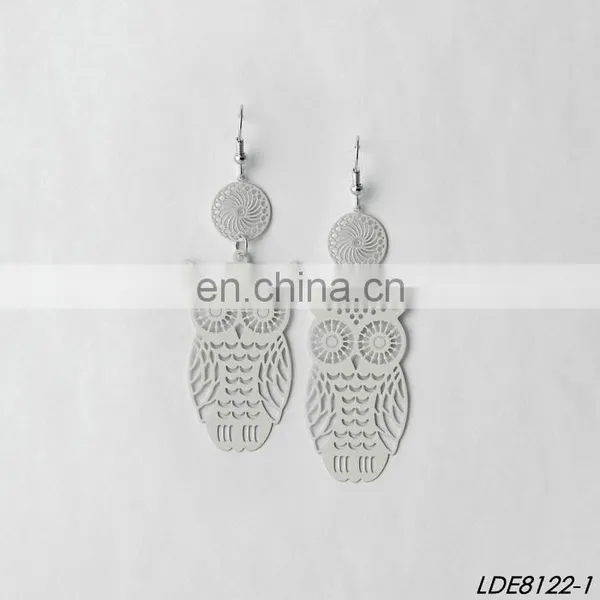 Smackyglam Pierced Earrings Filigree Earrings Metal Owl Earring photo-3