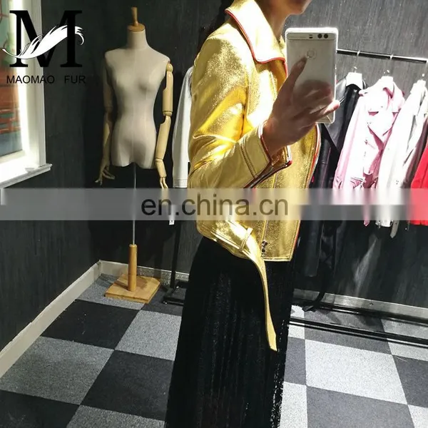 Womens Leather Coat Short Design Outerwear Jacket Motorcycle Formal Jacket photo-6