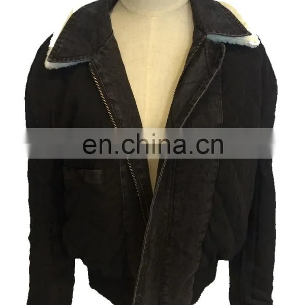 Factory OEM Padding Sherpa Collar Denim Jacket Women Wholesale photo-3