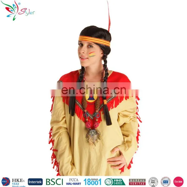 Wholesale Synthetic Fibre Braid With Feather and Headband Women Wig for Synthetic Indian Hair