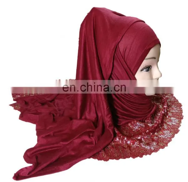 2-Way Style Maroon Color Designer Stoles 2017 / Womens Party Wear Scarf 2017 / Ladies Casual Wear Hijab Scarves (scarves Scarf) photo-2