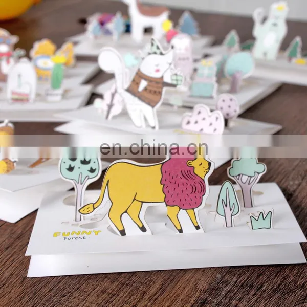 Cartoon Lion Greeting Cards With Envelopes Thankgiving 3d Greeting Card for Kids photo-4