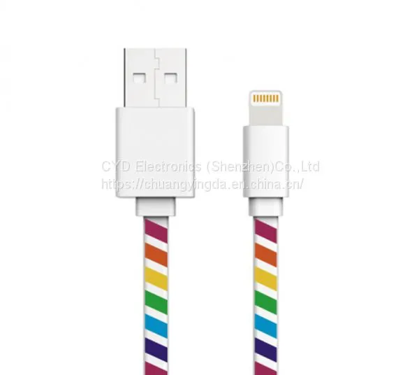 Flat Printed Lightning 8-pin to USB Cable Sync Charger Cord for IPhone 5S/6/6s Plus