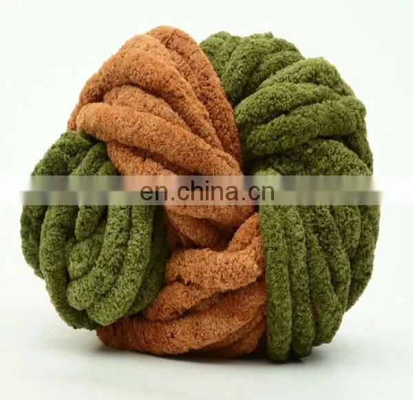 MIX COLOR Knit Vegan Yarn 100% Polyester Chenille Yarn Super Chunky Velvet Big Crochet Yarn photo-7
