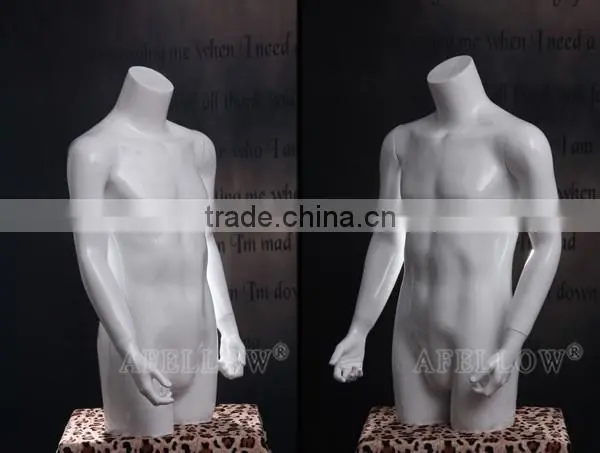 Fiberglass Glossy White Half-length Male Mannequin on Sale photo-5