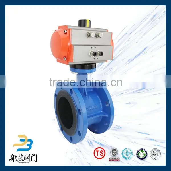 Price Cast Iron Double Flange Pneumatic Butterfly Valve photo-5
