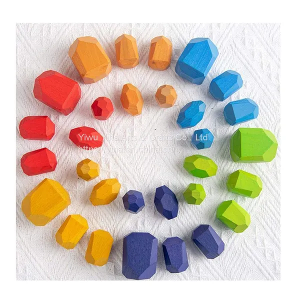 Wood Balancing Stones for Baby Balancing Rainbow Rocks photo-2
