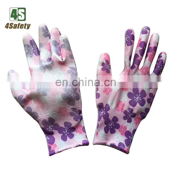 4SAFETY 13 Gauge Flower Printing Pu Garden Gloves photo-3