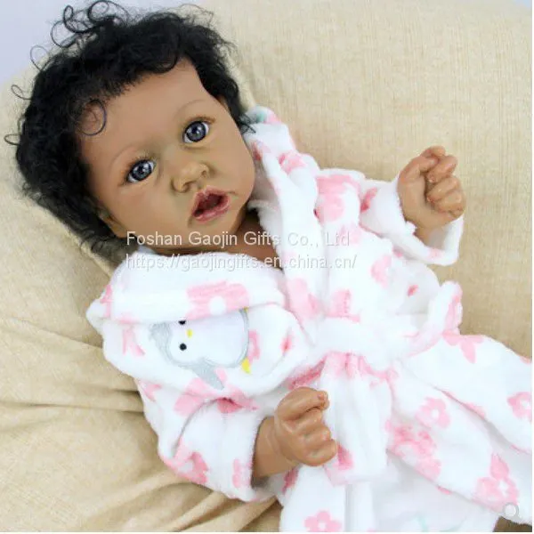 22-inch Black Skin Tone Doll Saskia Cute Baby Cross-border E-commerce Foreign Trade Sources a Piece of Hair