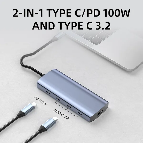 Aluminum 9-in-1 TYPE-C USB3.2 Gen2 HUB Docking Station photo-2