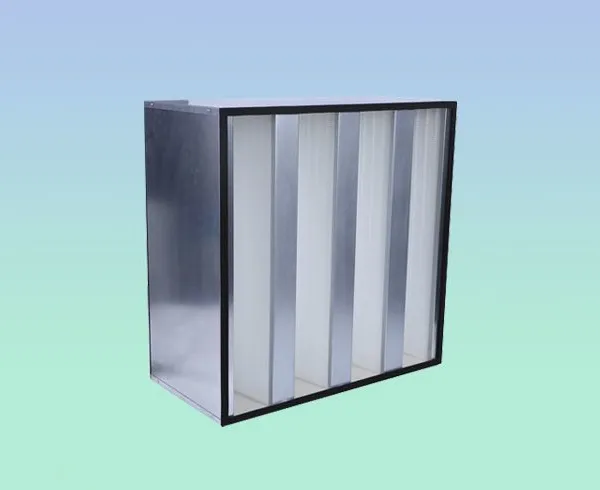 High Efficient V Bank HEPA Filter ABS Plastic Frame Fibreglasss Combined Ventilation Filter