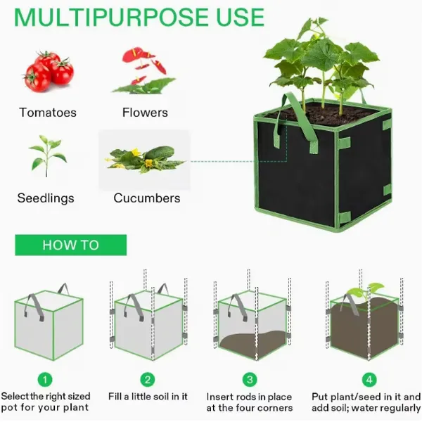 UV Resistant Square Grow Bags Heavy Duty Planter Bags for Outdoor Farming photo-3