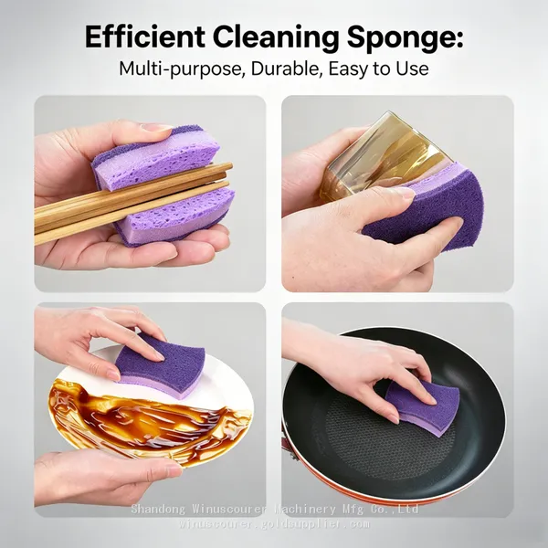 High Absorbent Purple Wood Pulp Sponge Daily Dish Scrub Sponge photo-4