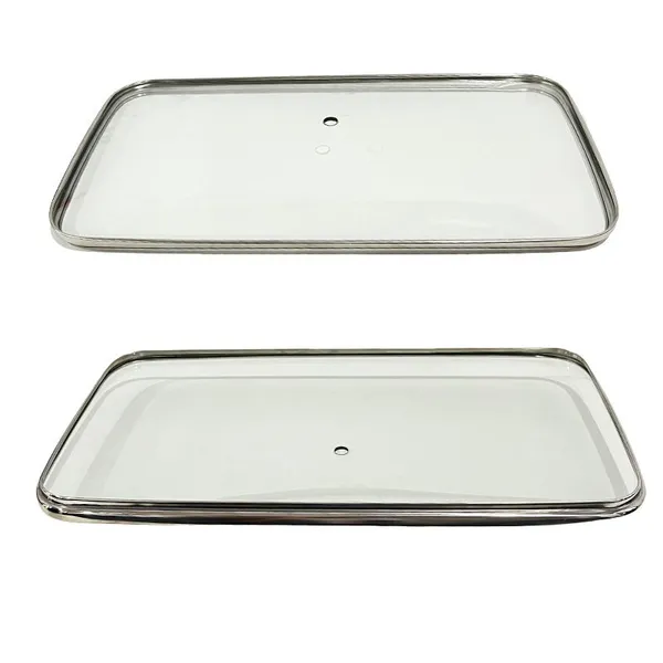 Custom G Type Rectangular Tempered Glass Lid for Chafing Dish Buffet Hotelware OEM Manufacturer