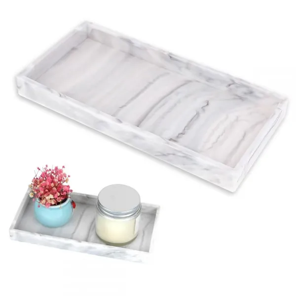 Silicone Vanity Tray Bathroom Organizer Countertop Dresser Tray for Jewelry Rings Keys Cosmetics Kitchen Sink Tray Sponge Holder photo-2