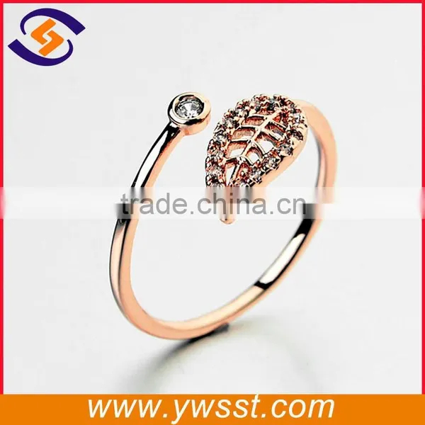 Adjustable Rose Gold Leaf Shaped Engagement Ring