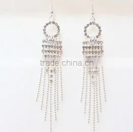 Cheap Jewelry Long Tassels Real Gold Plated Rhinestone Earrings photo-3