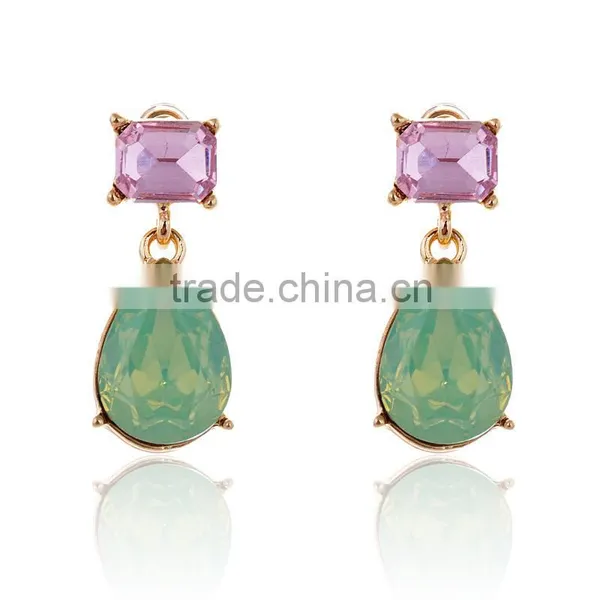 Hot Sale Designs Cheap Wholesale Fake Colored Diamond Stud Earrings for Girls photo-6
