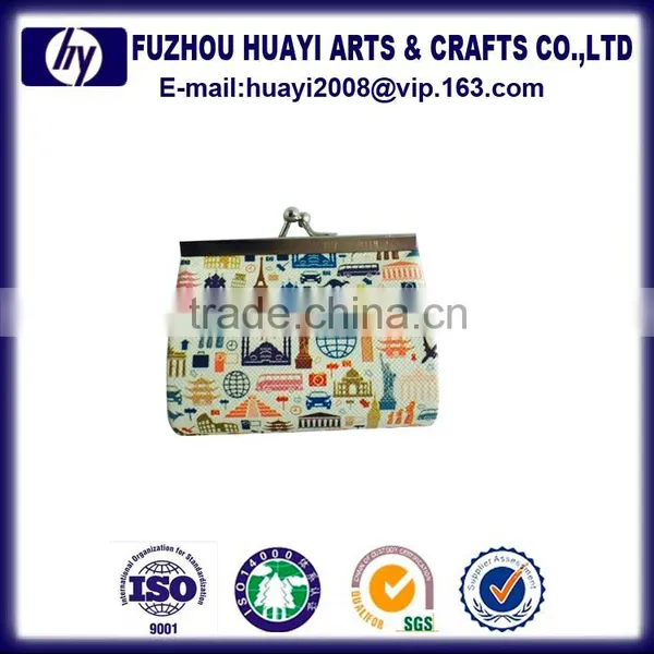 Colorful Printed New Design pu Leather Small Coin Purse Clip 2016