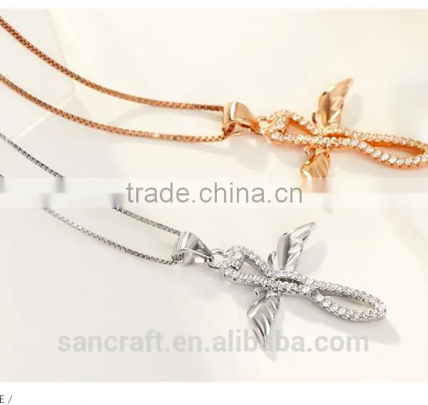 Rose Gold Plated 925 Silver Cross Necklace photo-4