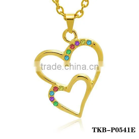 Gold Plated Enclosed Crystal Hollow Heart Shape Pendant Light Modern Necklace photo-6