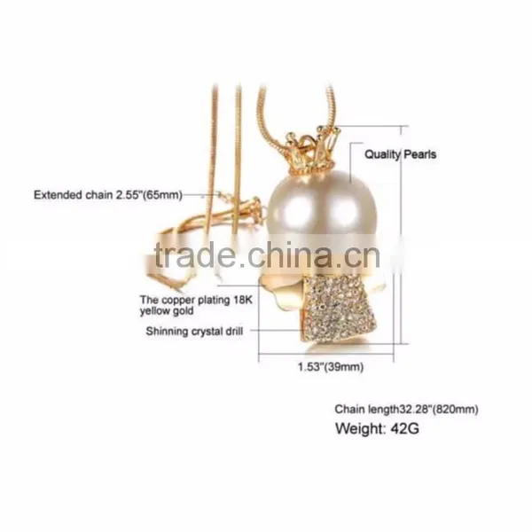 Hot Sale Gold Long Chain Simple Design Chinese Pearl Necklace Jewerly photo-4