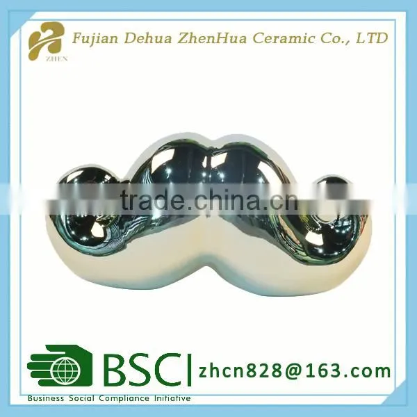 Small Mustache Desgin Ornament Ceramic Piggy Bank photo-4