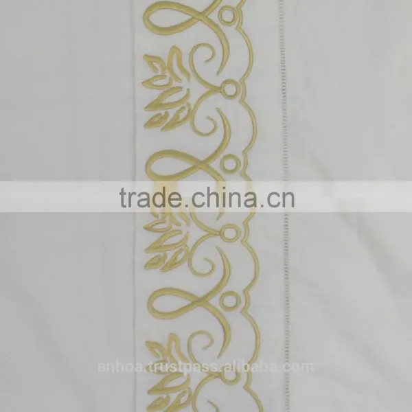 Abstract Lotus Embroidered Pillowcase With Hemstitch in Gold photo-2