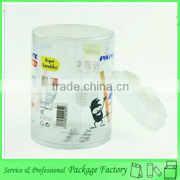 Unique Transparent Custom Plastic Cylinder Pencil Box for Students