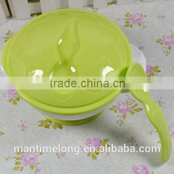 Sucker Bowl Skid Baby Special Suction Wall Bowl Binaural Bowl With Cover and Spoon 3 Colors Optional photo-5