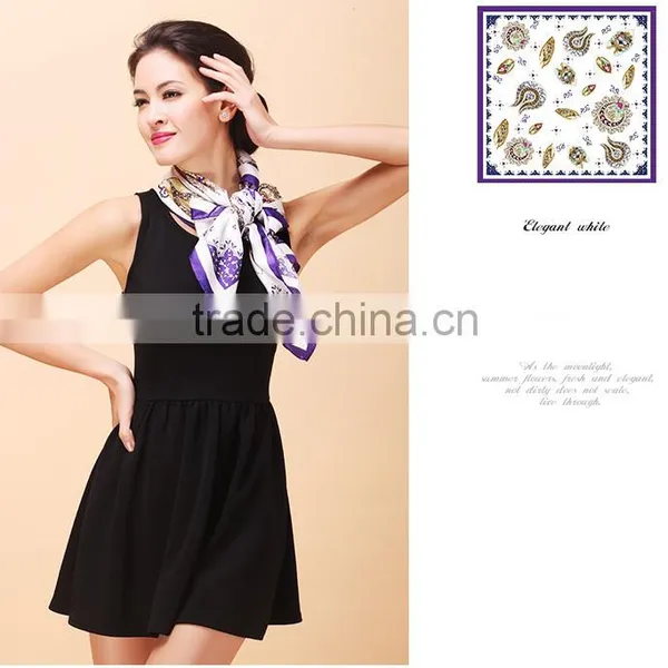 2015 Women Lady Print Silk 100*100CM Neck Scarf Shawl Scarves Stole Wraps Hot photo-4